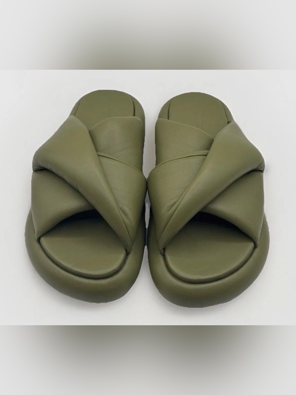 NEW J.W. ANDERSON Crisscross padded nappa leather slide sandals size 38 US 8